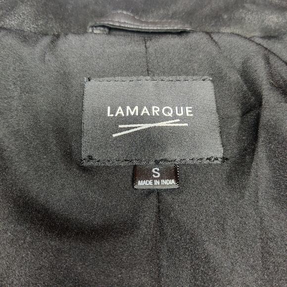 Lamarque Olivia Black Suede Leather Moto Biker Jacket Small Drape front - Picture 8 of 15